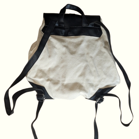 Deux Lux cream canvas backpack with black leather details - Picture 2 of 8